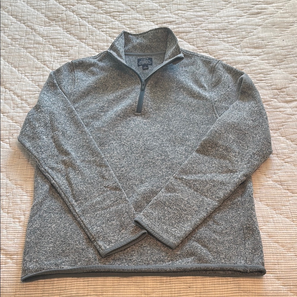 J. Crew Men's Gray Quarter-Zip Sweater fleece